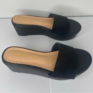 Nordstrom ROHB by Joyce Azria Black Women's Wedge Sandals Worn Once